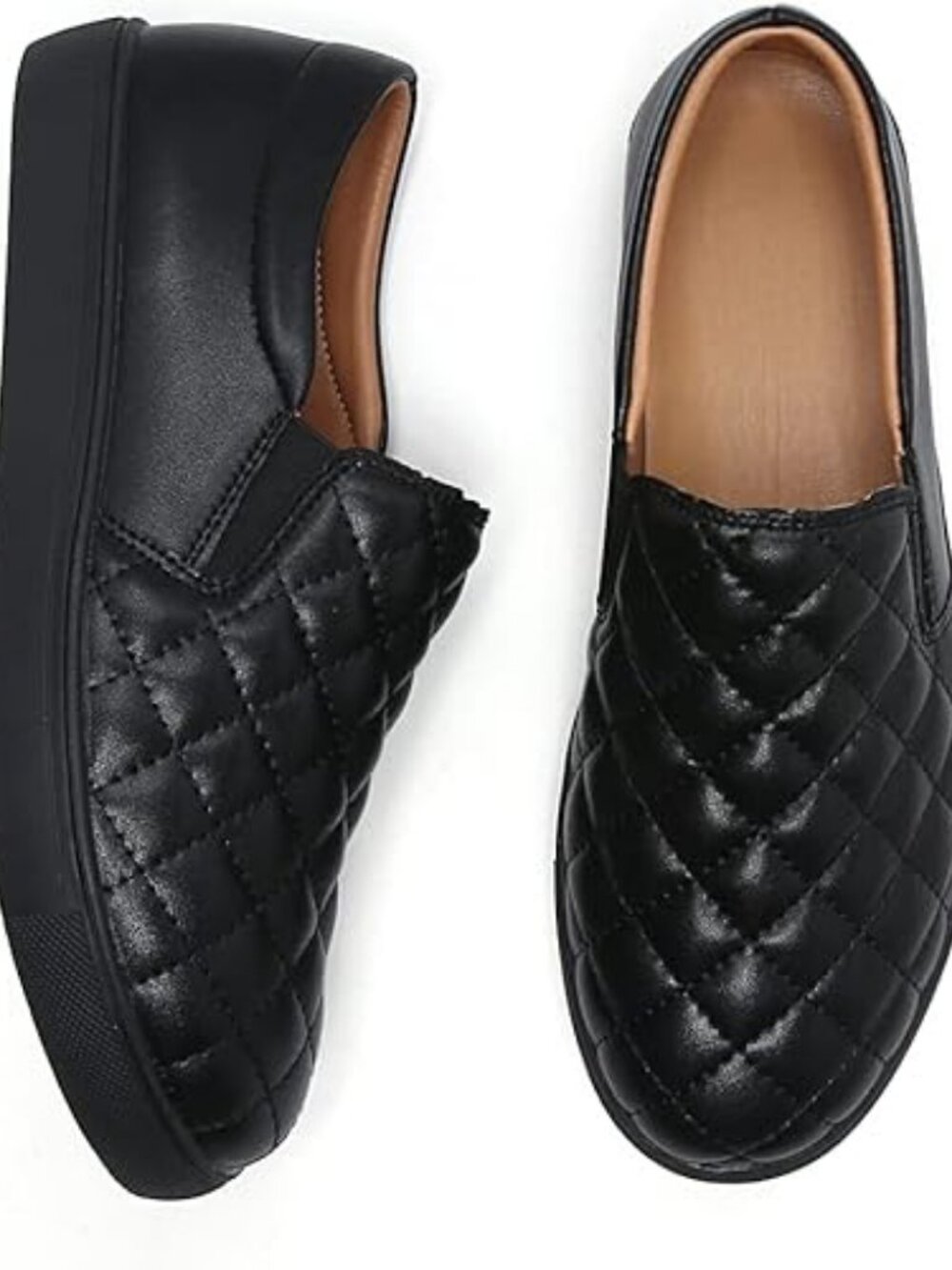 Women’s Quilted Leather Loafers Comfort Casual Slip-On Sneakers
